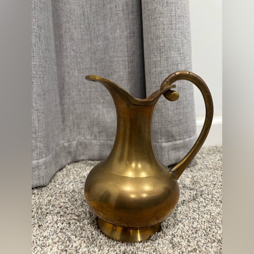 Elegant Vintage Brass Water Pitcher/Vase Solid Brass